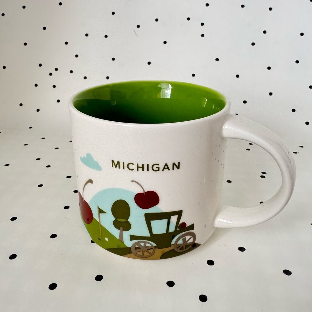 💚 Starbucks 💚 Michigan Themed Mug with Green Interior rare sold out